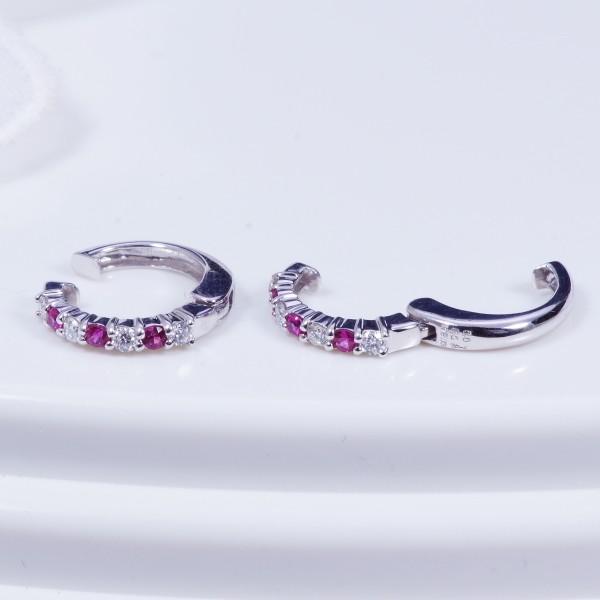 K18WG ルビーピアリング 18金ホワイトゴールド 184496