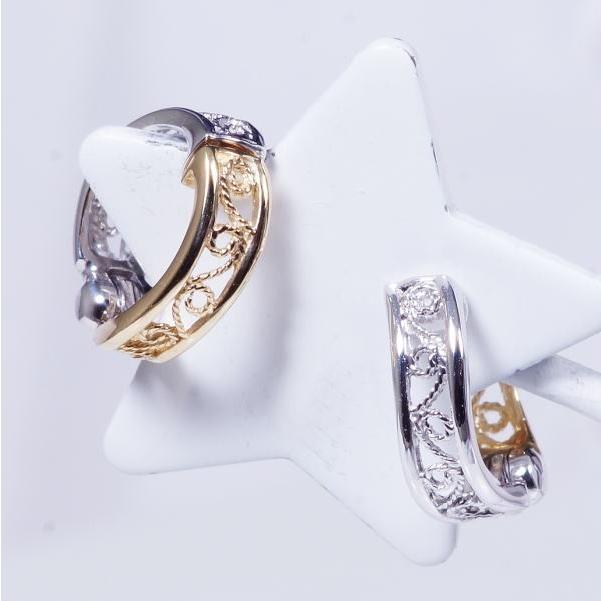◆新品◆ K14 WG ホワイトゴールド　ピアスwhite gold K18 K14WG デザインピアリング 18金 14金ホワイトゴールド