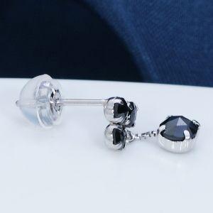 K18WG 0.6ct ブラックダイヤピアス ローズカット 18金 ホワイト 