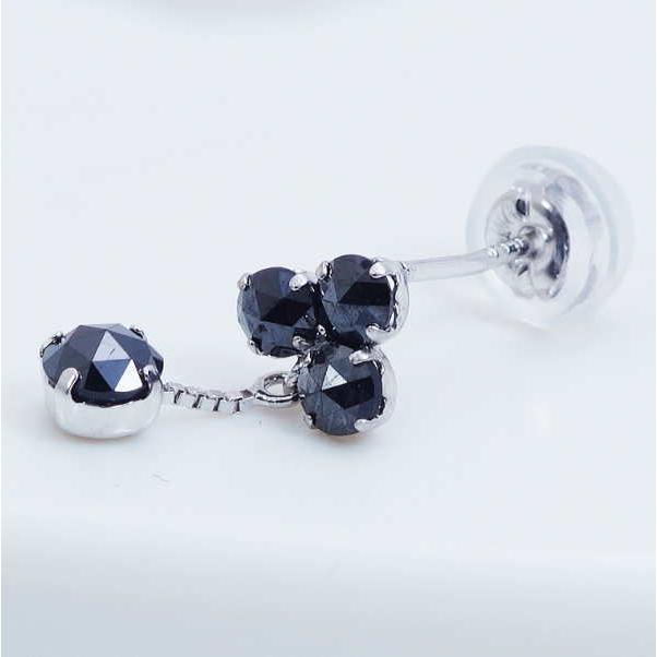 K18WG 0.6ct ブラックダイヤピアス ローズカット 18金 ホワイト 