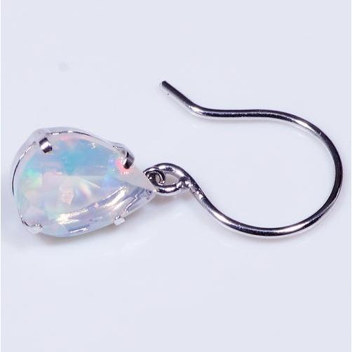 K18WG オパール ピアス ペアシェイプ 18金ホワイトゴールド フック