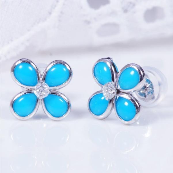 １８金ホワイトゴールド トルコ 石ダイヤピアス PA-9619