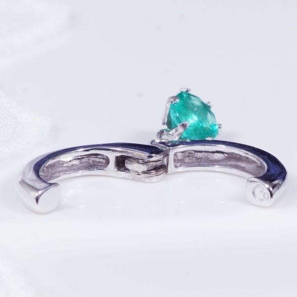 K14WG 0.2ct エメラルドピアリング ラウンド 14金ホワイトゴールド 5月 