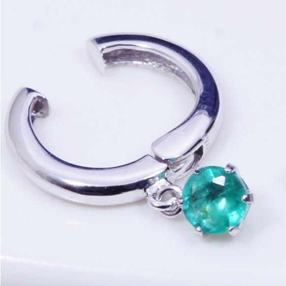 K14WG 0.5ct エメラルドピアリング 14金ホワイトゴールド 5月誕生石