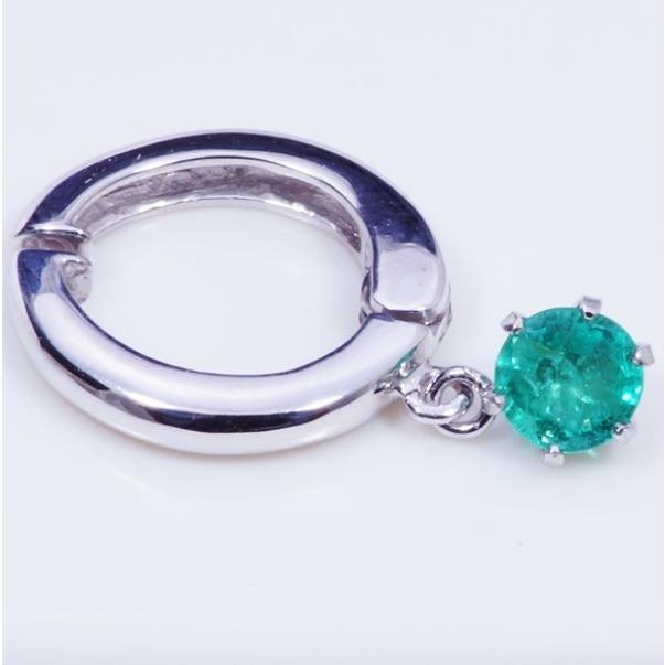 K14WG 0.5ct エメラルドピアリング 14金ホワイトゴールド 5月誕生石