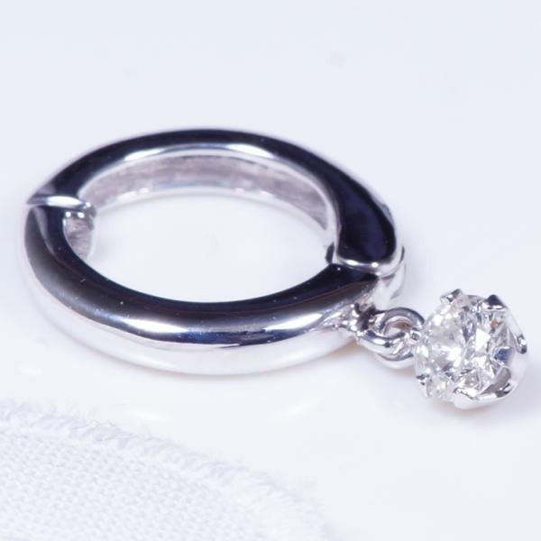 K14WG 0.3ct ダイヤピアリング 14金ホワイトゴールド 4月誕生石 