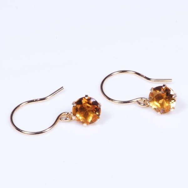 シトリン ピアス ラウンド 計0.8CT アメリカン フック 18金 11月 