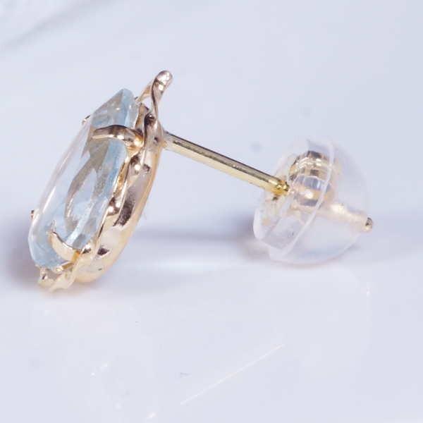 K18 1.6ct アクアマリンピアス ペアシェイプカット 18金 3月誕生石 IA 