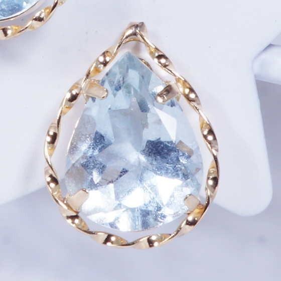K18 1.6ct アクアマリンピアス ペアシェイプカット 18金 3月誕生石 IA 
