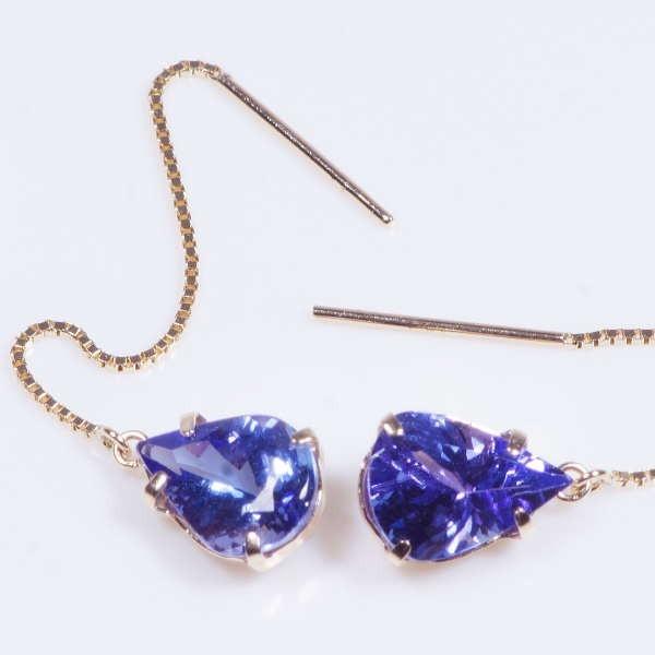 K18 2ct タンザナイトピアス 2カラット 18金 ペアシェイプ アメリカン