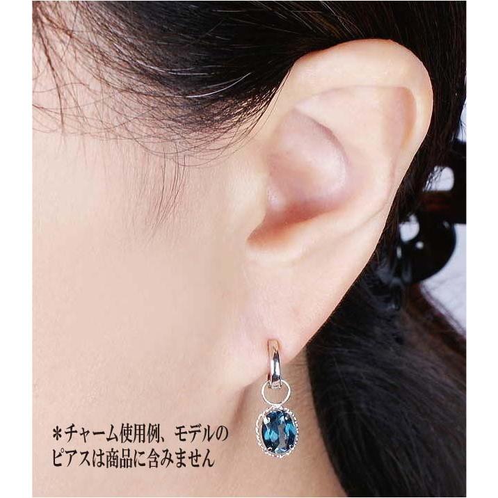PT 2.8ct ロンドンブルートパーズチャーム オーバル （ピアス 