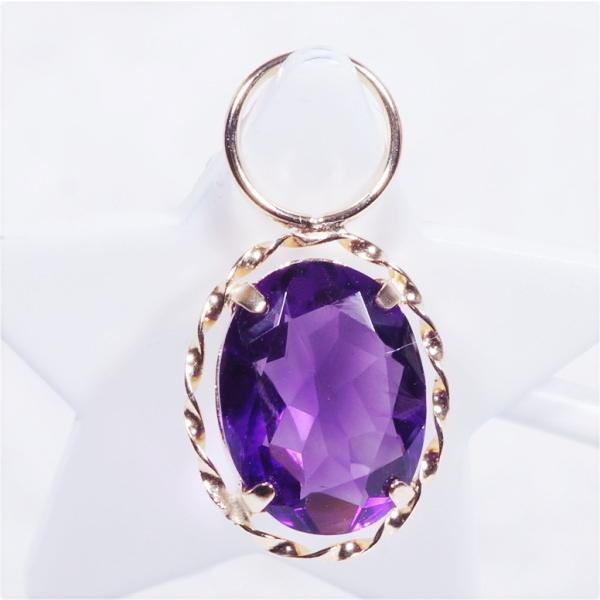 K18 2ct アメシスト チャーム オーバル 18金（ピアス・イヤリング用）2