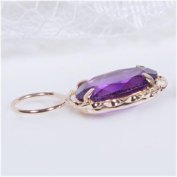 K18 2ct アメシスト チャーム オーバル 18金（ピアス・イヤリング用）2