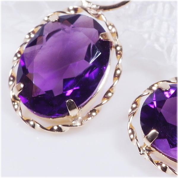 K18 2ct アメシスト チャーム オーバル 18金（ピアス・イヤリング用）2