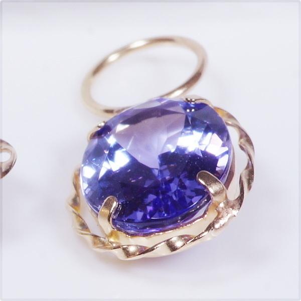 K18 2ct タンザナイトチャーム オーバル 18金 ワンペア （ピアス