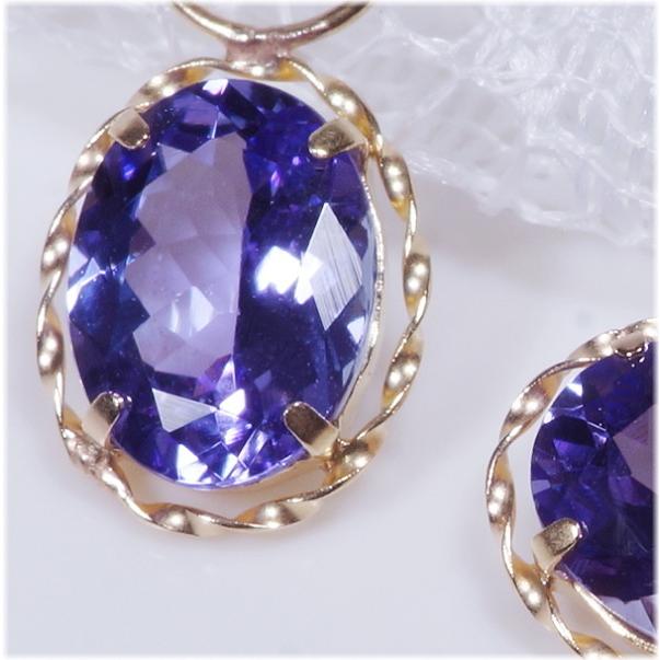 K18 2ct タンザナイトチャーム オーバル 18金 ワンペア （ピアス