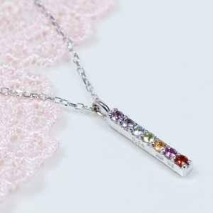 K18WG カラーストーン ペンダント ネックレス アミュレット ダイヤ 0.04ct リバーシブル 18金ホワイトゴールド（60-4628）