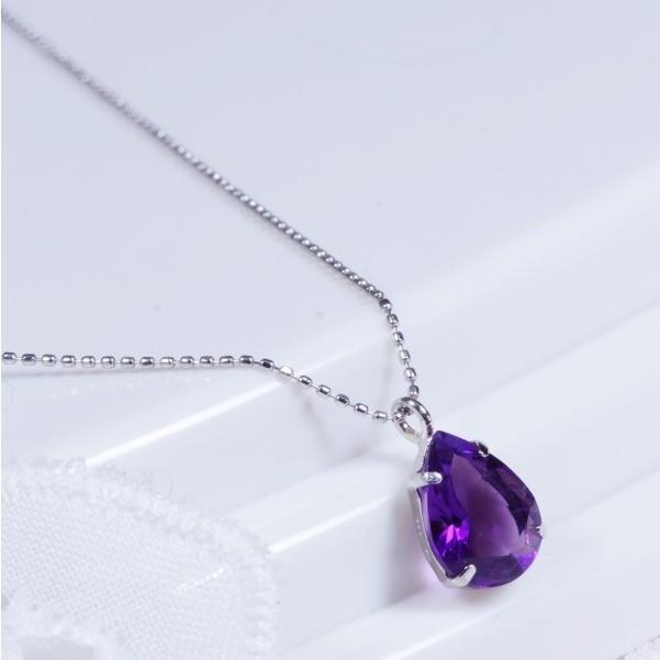 新品 K18 アメジスト ネックレス 1.05ct 約8×6mm 18金チェーン