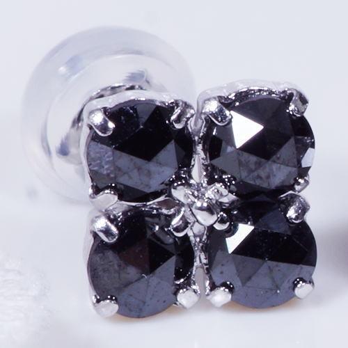 ブラックダイヤ デザインピアス フラワー 計1カラット : アイラブ