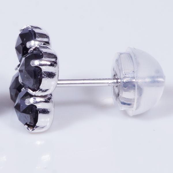 ブラックダイヤ デザインピアス フラワー 計1カラット : アイラブ