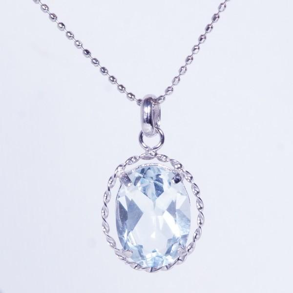PT 1ct アクアマリンペンダント 1カラット オーバル ネックレス