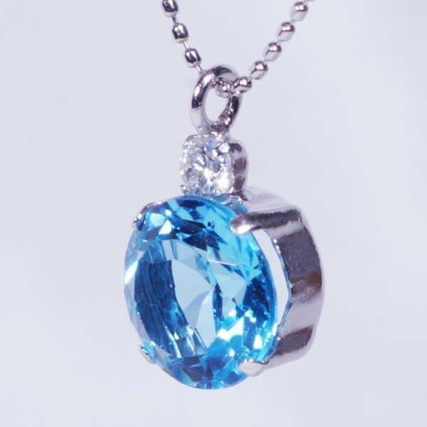 PT 1ct ブルートパーズペンダント ネックレス 1カラット ラウンド