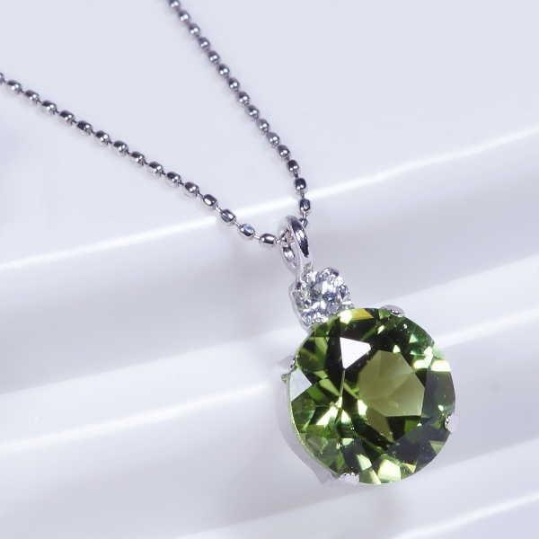 PT 1ct ペリドットペンダント ダイヤ 0.05ct ラウンド 1カラット 