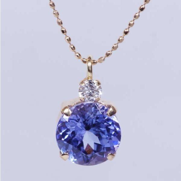 K18 1ct タンザナイトペンダント ダイヤ 0.05ct ラウンドカット 18金
