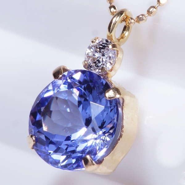 K18 1ct タンザナイトペンダント ダイヤ 0.05ct ラウンドカット 18金