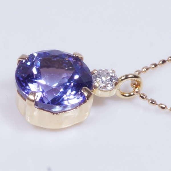 K18 1ct タンザナイトペンダント ダイヤ 0.05ct ラウンドカット 18金