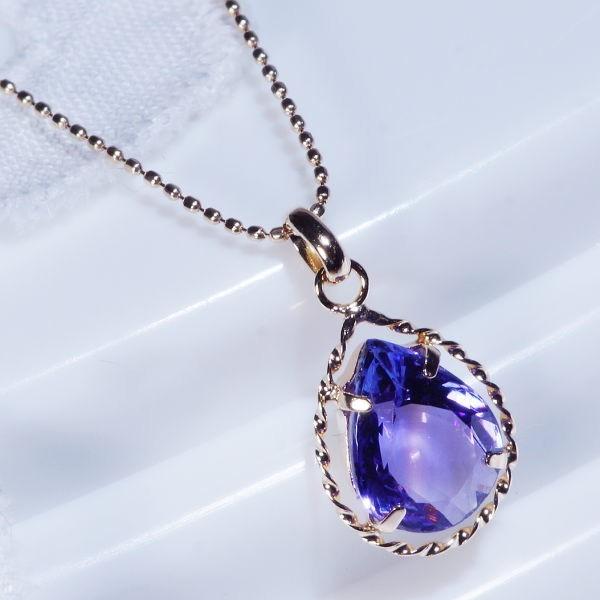 K18 1ct タンザナイトペンダント ペアシェイプ 18金 ネックレス 12月誕生石　クリスマス　ギフト　結婚式