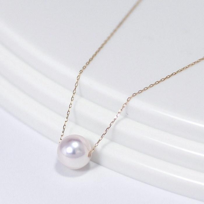 あこや真珠 ペンダントネックレス 18金 大珠9mm珠 40cm アジャスター 
