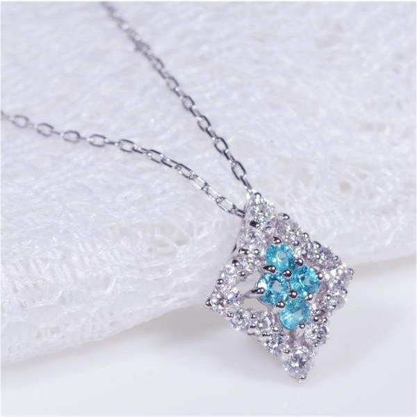 福袋 パライバトルマリン ダイヤ ペンダントネックレス プラチナ ひし形 45ｃｍフリーアジャスター 希少宝石 プレシャス 10月誕生石 P239 レディースアクセサリー Www Radio10 Sr