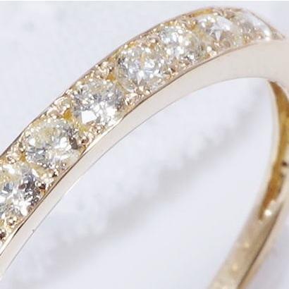 K18 0.3ct ダイヤモンド ハーフエタニティリング 4月誕生石 18金