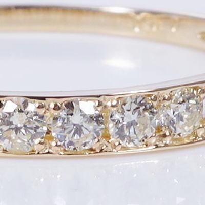 K18 0.3ct ダイヤモンド ハーフエタニティリング 4月誕生石 18金