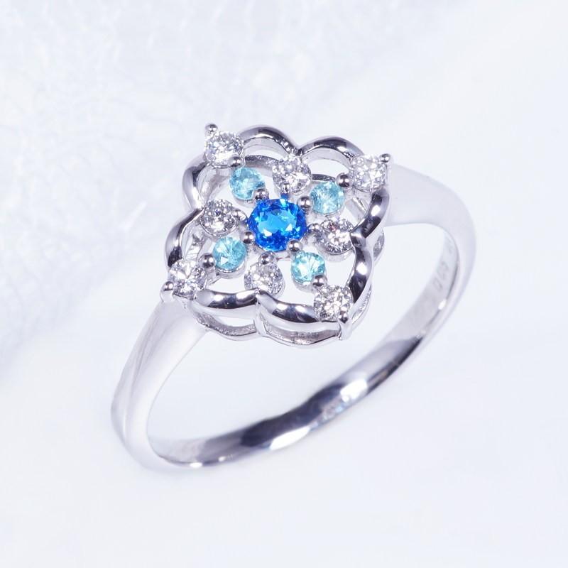 プラチナ アウイナイト パライバトルマリン ダイヤ デザインリング RO