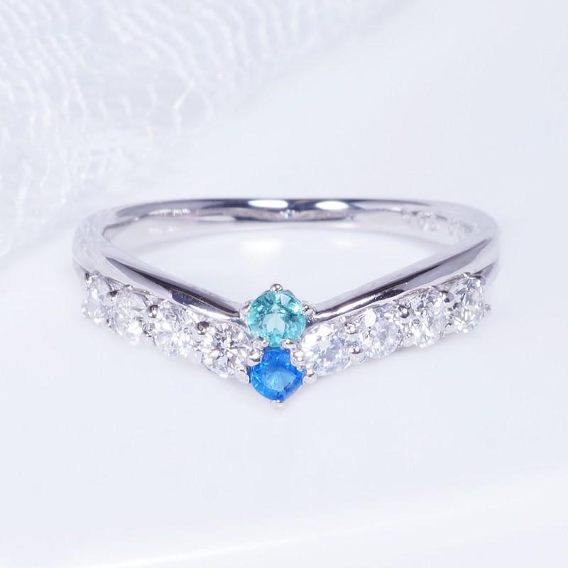 美品アウイナイト　パライバトルマリン　ダイヤリング アウイナイト 0.18ct パライバトルマリン ダイヤモンド プラチナ