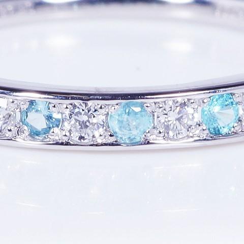PT 0.08ct パライバトルマリンリング ダイヤ 0.1ct RP-7742 一文字 10