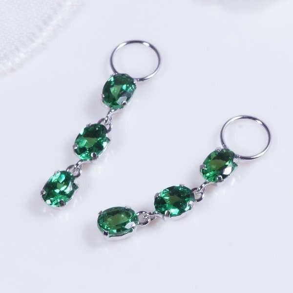 K18WG 1ct グリーンガーネットチャーム オーバル （ピアス・イヤリング用） 18金 ホワイトゴールド 1月誕生石