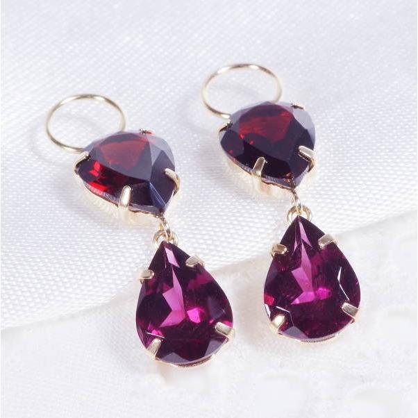 極美品✨ 新品未使用 K18 ガーネット ピアスチャーム 18金 ペア K18 4.8ct ガーネットチャーム ペアシェイプ ワンペア 18金（ピアス