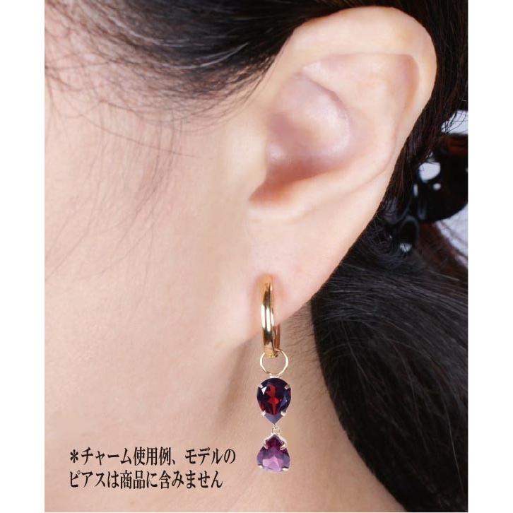 K18 4.8ct ガーネットチャーム ペアシェイプ ワンペア 18金（ピアス
