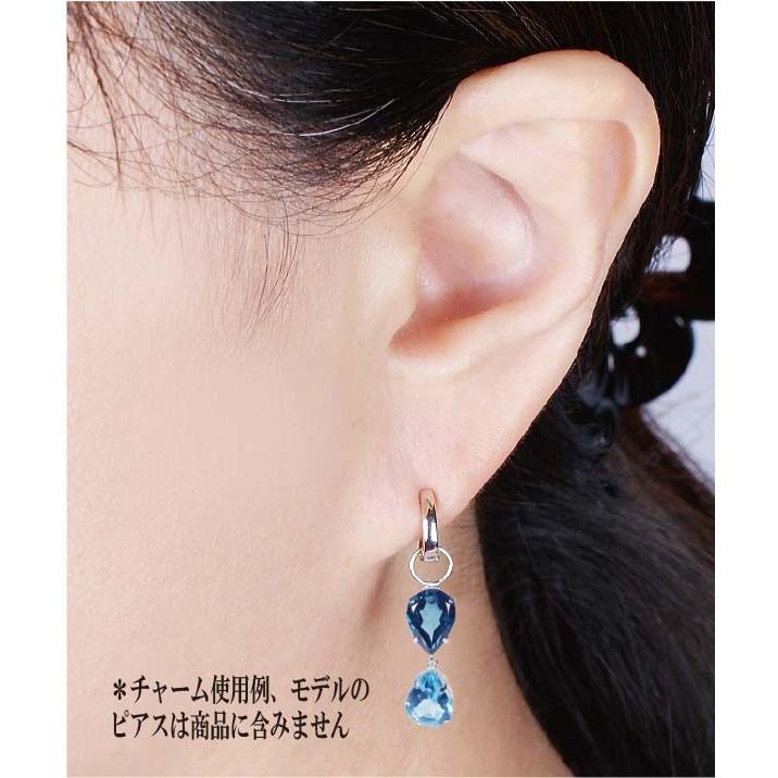 K18WG 4.8ct ブルートパーズチャーム ペアシェイプ ワンペア （ピアス 