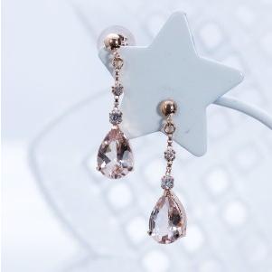 み*ん様 K18PG 天然モルガナイト ダイヤモンド ピアス 計0.72ct計0 K18PG 1ct モルガナイトピアス ダイヤ 0.06ct 18金 ピンクゴールド