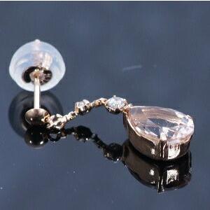 K18PG 1ct モルガナイトピアス ダイヤ 0.06ct 18金 ピンクゴールド