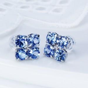 ティファニー命名タンザナイト】K18 2ct タンザナイトピアス フラワー  