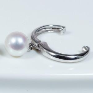 K14WG 6mm あこや真珠ピアリング 14金ホワイトゴールド : Japan Gold