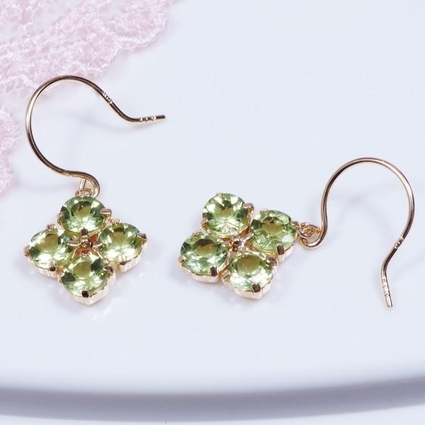 K18 2.2ct ペリドット ピアス クローバ アメリカン 18金 PA9032