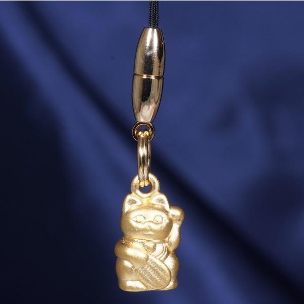 純金 招き猫根付兼ストラップ 金工作家「光則」作のデザイン ギフト