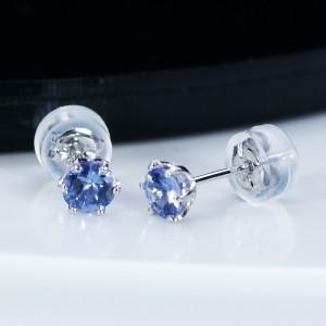PT 0.5ct タンザナイトピアス 0.5カラット ラウンドカット 6本爪 