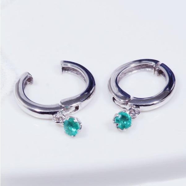 K14WG 0.2ct エメラルドピアリング ラウンド 14金ホワイトゴールド 5月